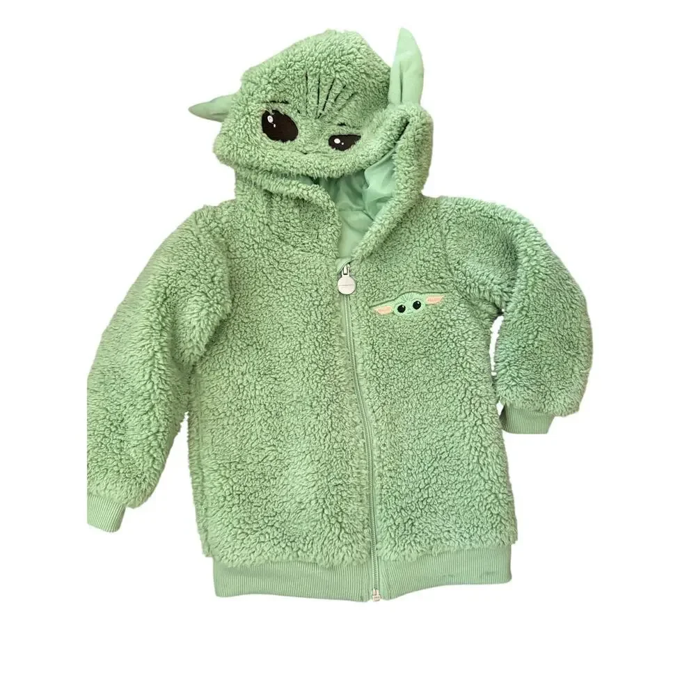Disney Star Wars Baby Yoda The Child Sherpa Hooded Full Zip Green Size 2T